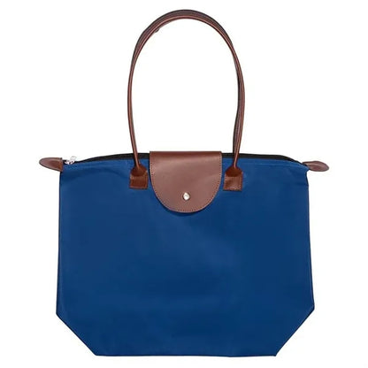 Folding Tote with Leather Flap Closure
