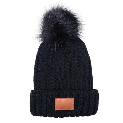 Leeman Knit Beanie with Fur Pom Pom
