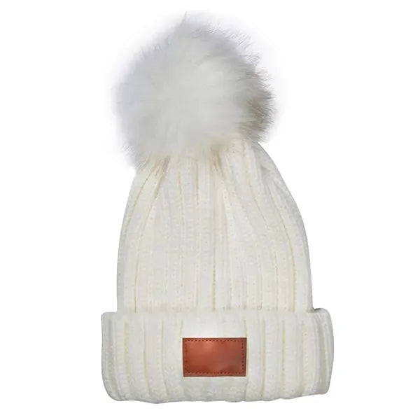 Leeman Knit Beanie with Fur Pom Pom