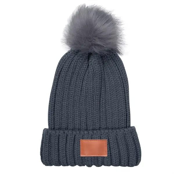 Leeman Knit Beanie with Fur Pom Pom