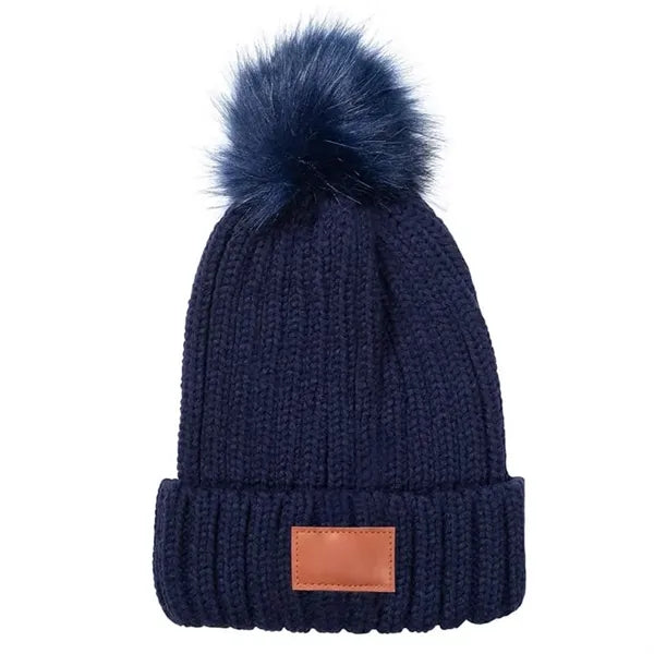 Leeman Knit Beanie with Fur Pom Pom