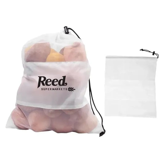 White Polyester Drawstring Bag