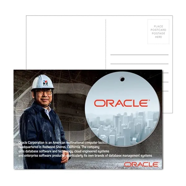 Post Card With Full-Color Round Luggage Tag