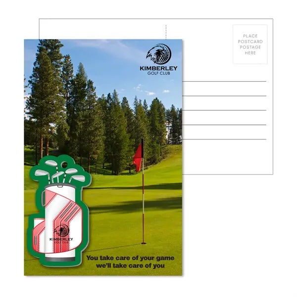 Post Card With Full-Color Golf Bag Luggage Tag