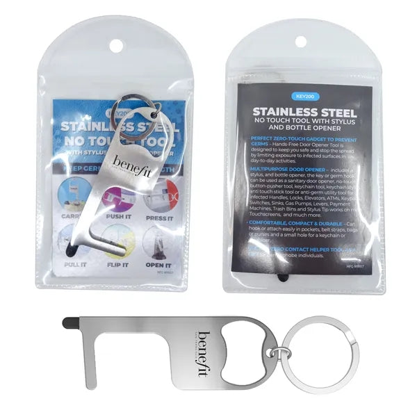 Stainless Steel NO Touch Tool with Stylus and Bottle Opener