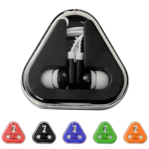 Ear Buds with Colored Triangle Case