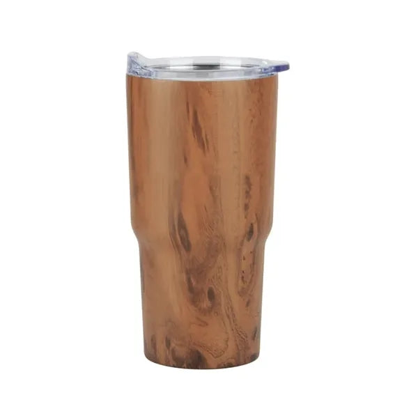 Contoured 20 oz Wood Tone Stainless Steel Tumbler