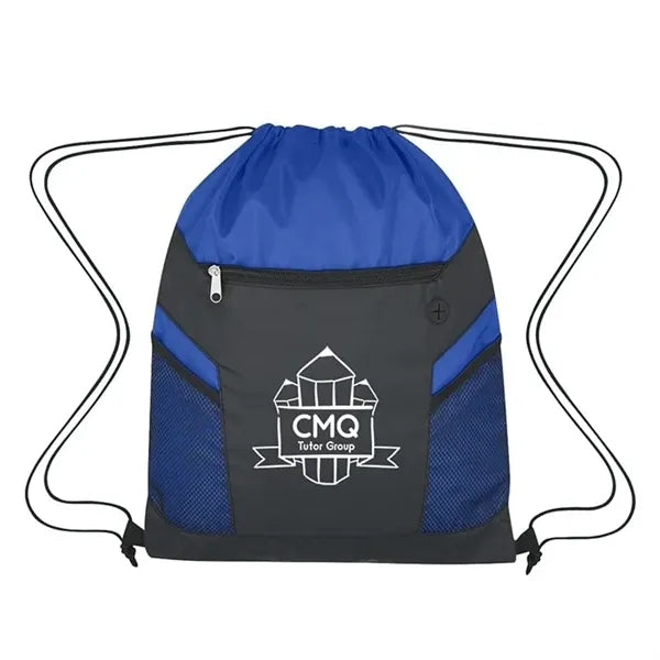 Drawstring Bag with Zippered Front Pockets