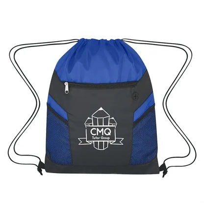 Drawstring Bag with Zippered Front Pockets