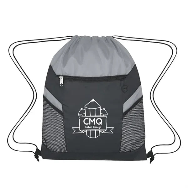 Drawstring Bag with Zippered Front Pockets