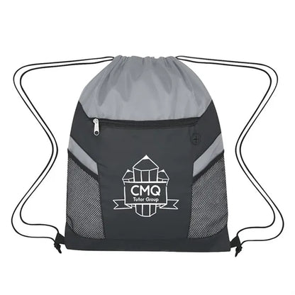 Drawstring Bag with Zippered Front Pockets