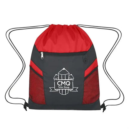 Drawstring Bag with Zippered Front Pockets