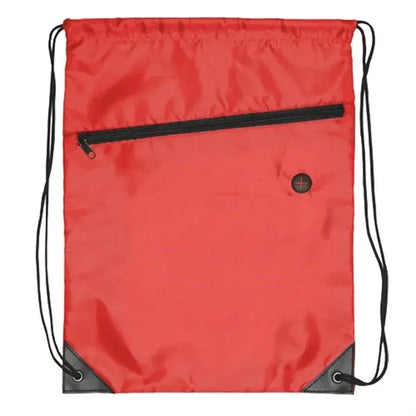 Drawstring Backpack - Drawstring Sports Bag w/ Front Zipper