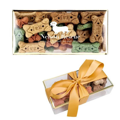 Bone-Shaped Dog Treats in Gold-Accented Box