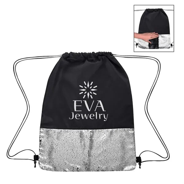 Reverse Color Sequin Drawstring Bag
