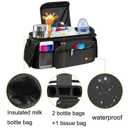 Universal Stroller Organizer with Insulated Cup Holder