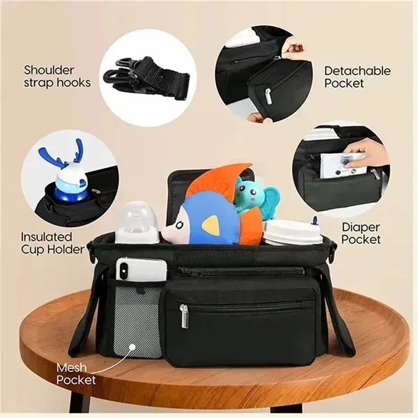 Universal Stroller Organizer with Insulated Cup Holder