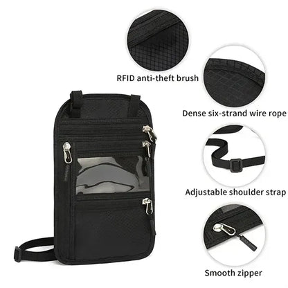 Travel Neck Pouch Wallet with RFID Blocking