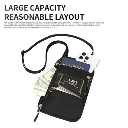Travel Neck Pouch Wallet with RFID Blocking
