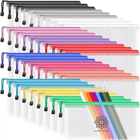 A6 Multi-Color Transparent Zipper Pencil Case