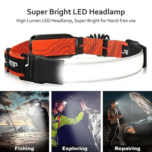 USB Rechargeable COB Wide Beam Headlight