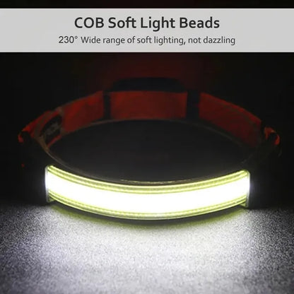 USB Rechargeable COB Wide Beam Headlight