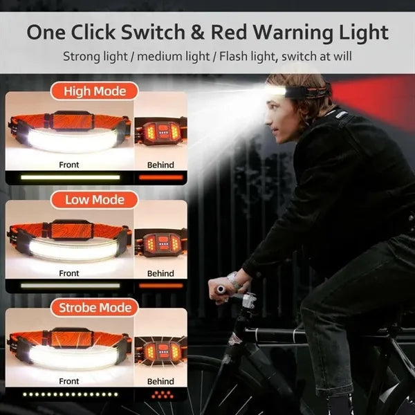 USB Rechargeable COB Wide Beam Headlight