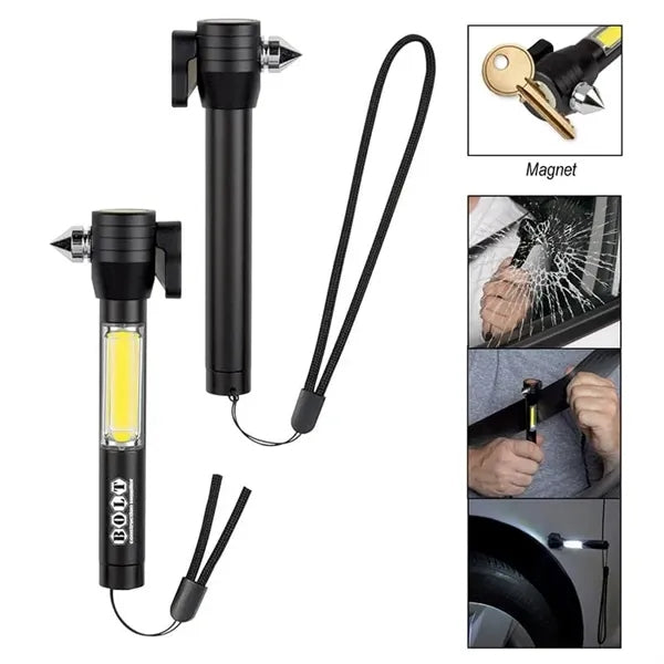 4-in-1 COB Flashlight with Breaker, Cutter & Magnet