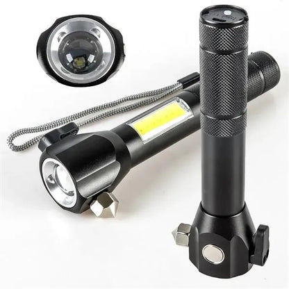 4-in-1 COB Flashlight with Breaker, Cutter & Magnet