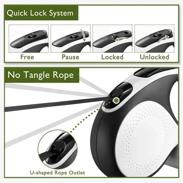 Retractable Dog Leash with Dispenser & Poop Bags