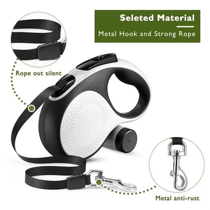 Retractable Dog Leash with Dispenser & Poop Bags