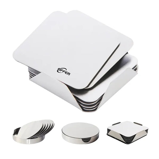 6 Piece Stainless Steel Coaster Set with Stand