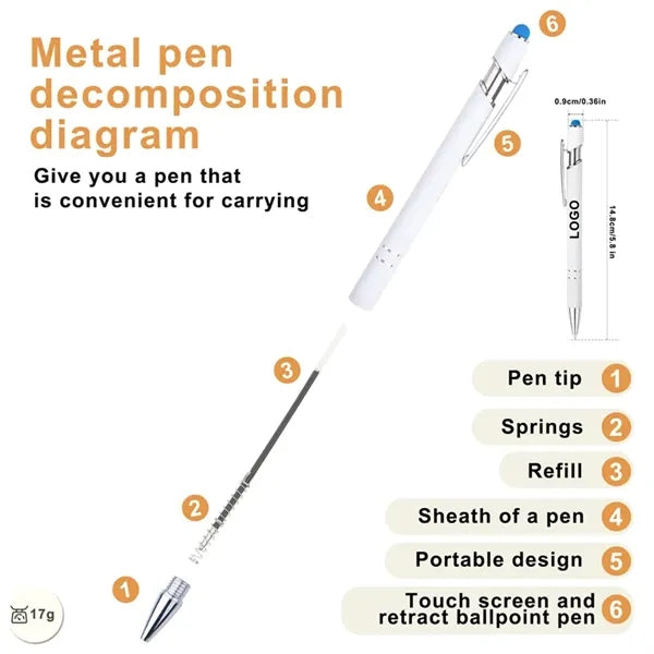 2-in-1 Stylus Retractable Ballpoint Pen