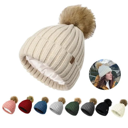 Women Winter Thick Pompom Beanie Hat