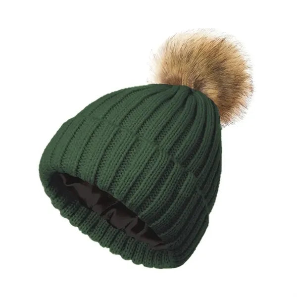 Women Winter Thick Pompom Beanie Hat