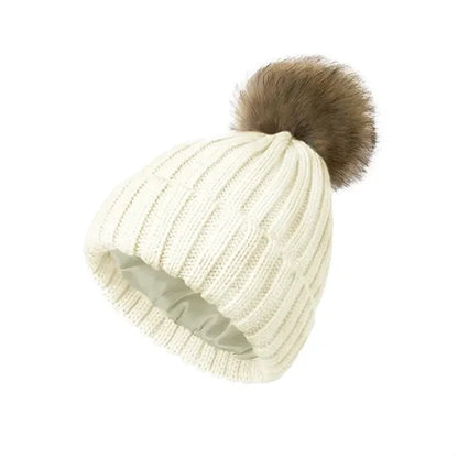 Women Winter Thick Pompom Beanie Hat