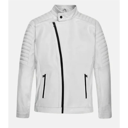 Premium White Leather Jacket ( XS - 4XL )