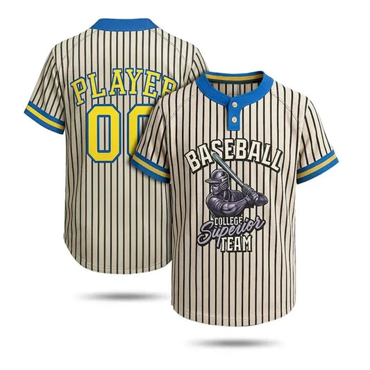 2 Button Men's Sublimated Baseball Jersey Birdseye Mesh 160G