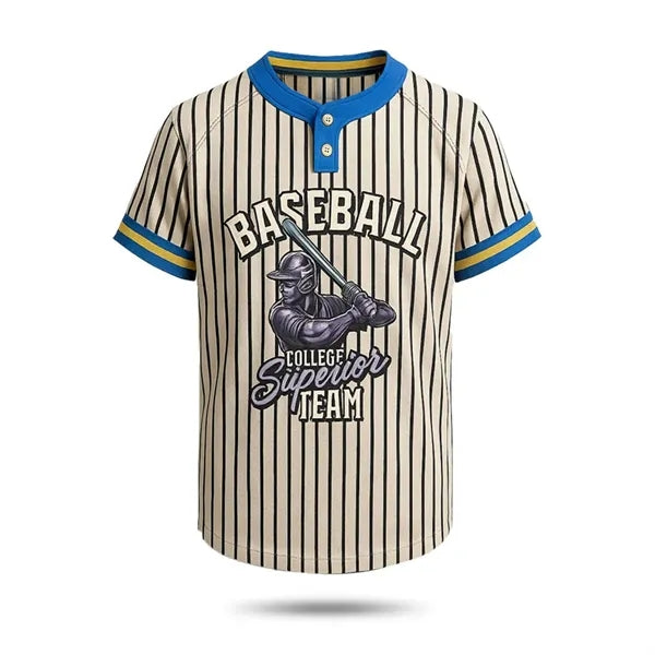 2 Button Men's Sublimated Baseball Jersey Birdseye Mesh 160G