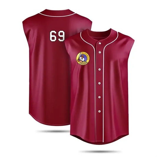 Men's Sleeveless Full Button Baseball Jersey Interlock