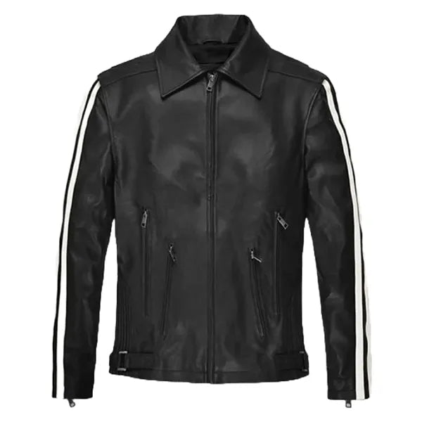 Unisex Monarch Stripe Leather Jacket