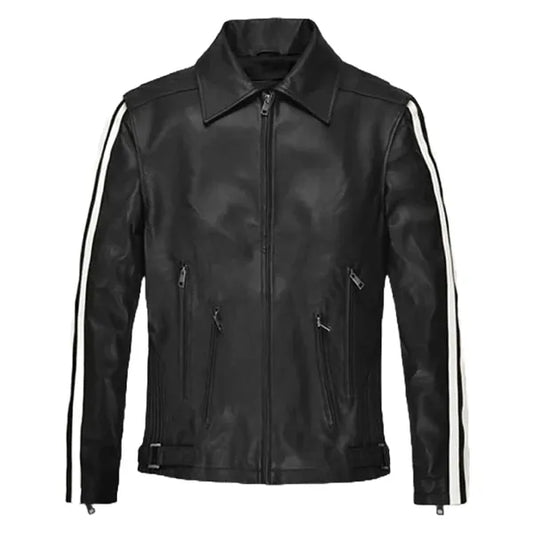 Unisex Monarch Stripe Leather Jacket