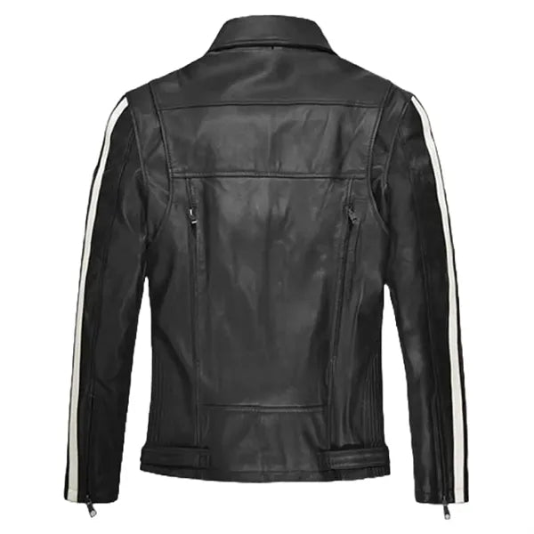Unisex Monarch Stripe Leather Jacket
