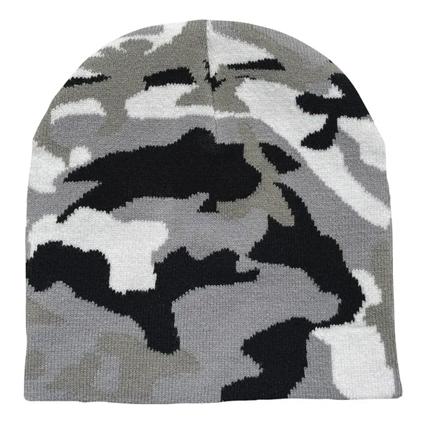 Camo Pattern Stretch Beanie with Custom Logo