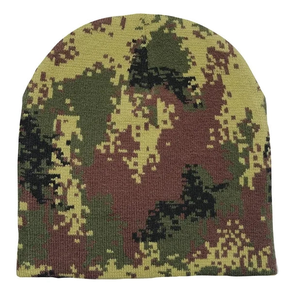 Camo Pattern Stretch Beanie with Custom Logo