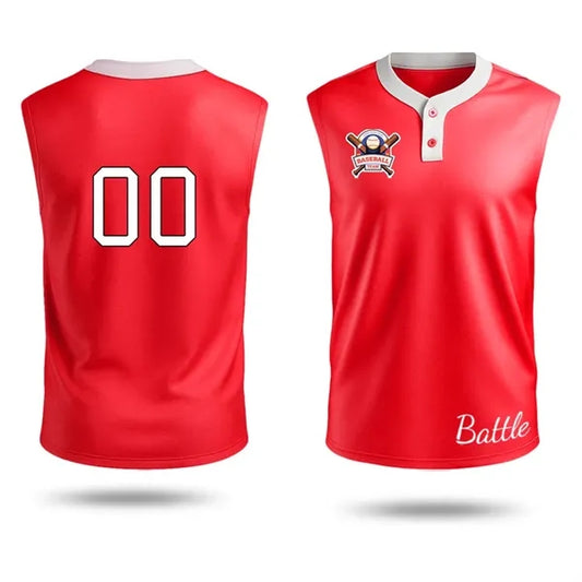 Men's 2 Button Sublimated Sleeveless Baseball Jersey 200 GSM