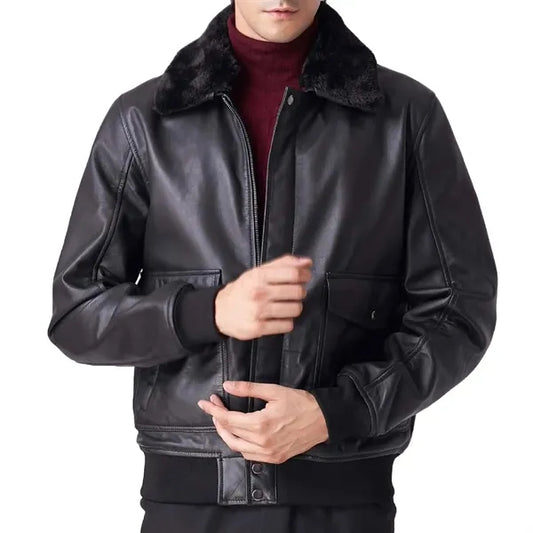 Timeless Fur Collar Leather Jacket