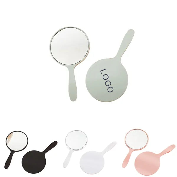 Round Compact Makeup Mirror With Handle