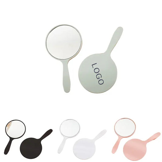 Round Compact Makeup Mirror With Handle