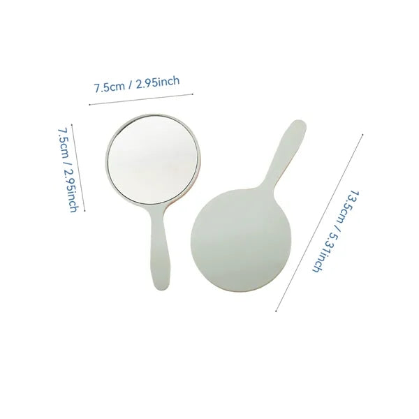 Round Compact Makeup Mirror With Handle